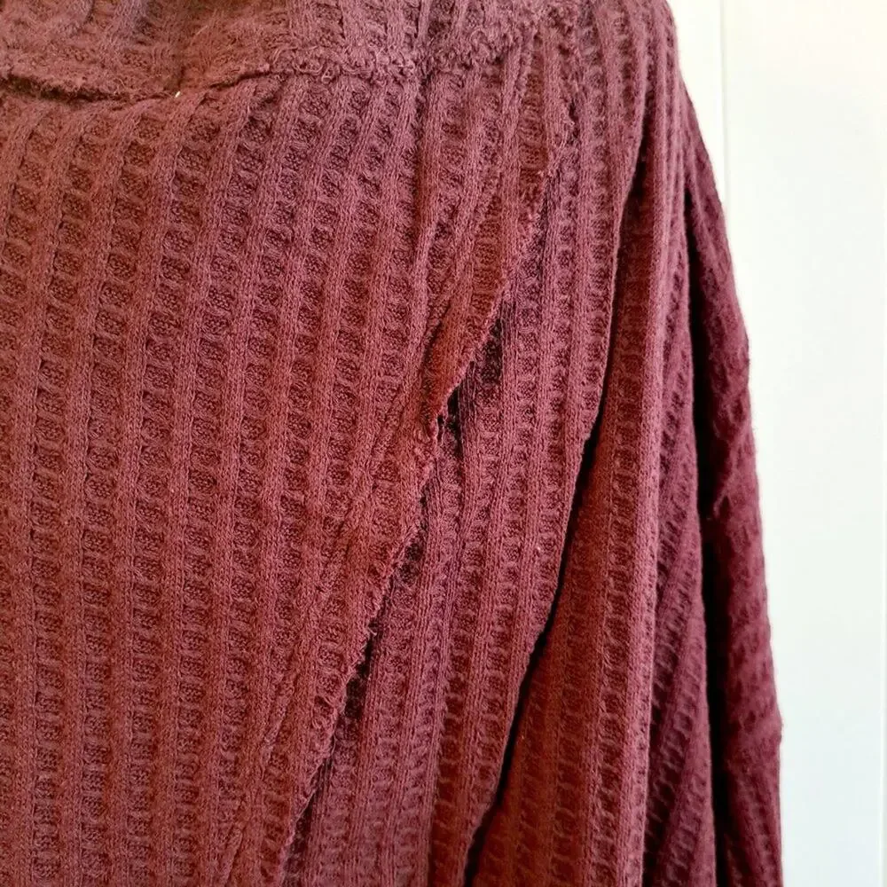 Free People Split Back Oversized Cowl Neck Thermal Top